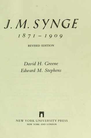 Cover of J. M. Synge, 1871-1909