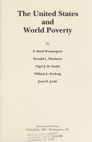 Book cover for The United States and World Poverty