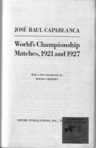 Book cover for World's Championship Matches, 1921 and 1927