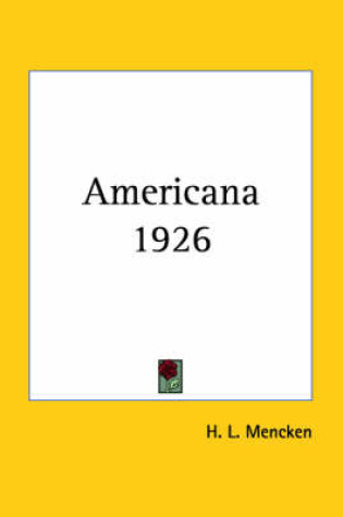 Cover of Americana 1926 (1926)