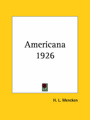 Book cover for Americana 1926 (1926)
