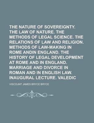 Book cover for Obedience. the Nature of Sovereignty. the Law of Nature. the Methods of Legal Science. the Relations of Law and Religion. Methods of Law-Making in Rome Andin England. the History of Legal Development at Rome and in England. Marriage and
