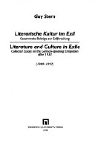 Cover of Literature and Culture in Exile