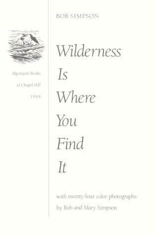 Cover of Wilderness is Where You Find it