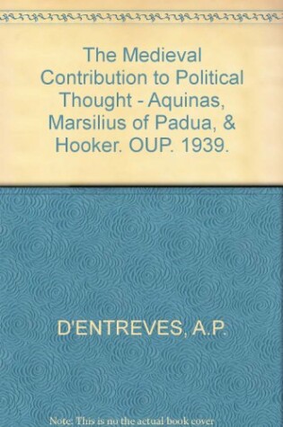 Cover of Mediaeval Contribution to Political Thought