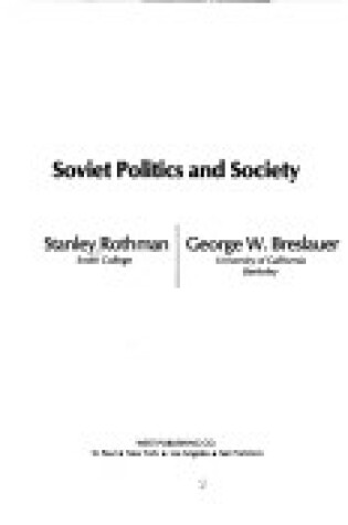 Cover of Soviet Politics and Society