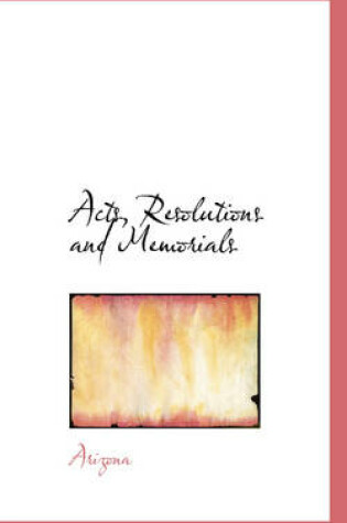 Cover of Acts, Resolutions and Memorials