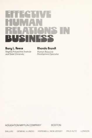 Cover of Effective Human Relations in Business