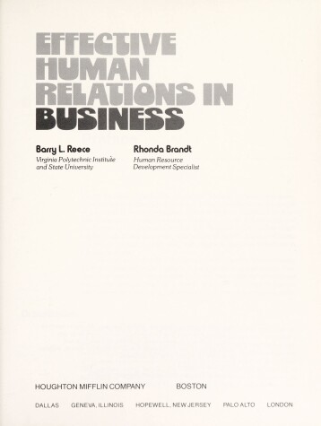 Book cover for Effective Human Relations in Business