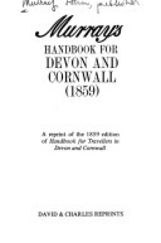 Cover of Handbook for Devon and Cornwall