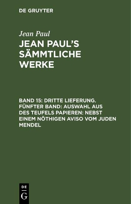 Book cover for Jean Paul's Sammtliche Werke, Band 15, Dritte Lieferung. Funfter Band