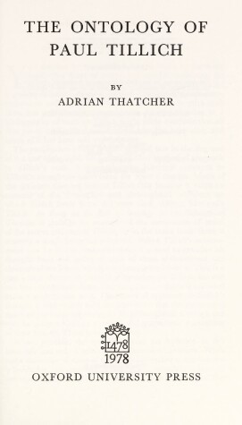 Cover of The Ontology of Paul Tillich
