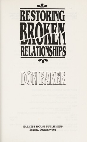 Book cover for Restoring Broken Relationships