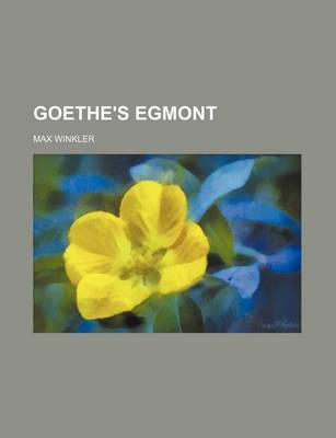 Book cover for Goethe's Egmont