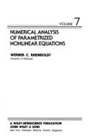 Cover of Numerical Analysis of Parameterized Nonlinear Equations