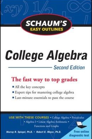 Cover of Schaum's Easy Outline of College Algebra, Second Edition
