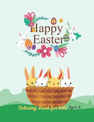 Book cover for Happy Easter coloring book for kids age 4-8