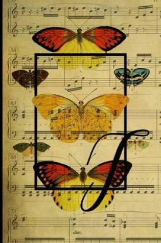 Cover of Letter "T" - Monogram Butterfly Music Journal - Blank Score Sheets