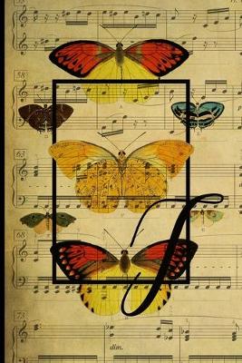 Book cover for Letter "T" - Monogram Butterfly Music Journal - Blank Score Sheets