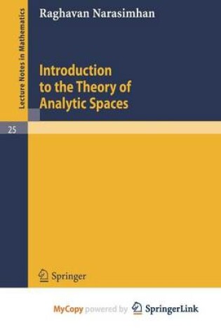 Cover of Introduction to the Theory of Analytic Spaces