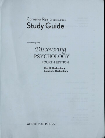 Book cover for Study Guide to Accompany Discovering Psychology, Fourth Edition, Don H. Hockenbury, Sandra E. Hockenbury