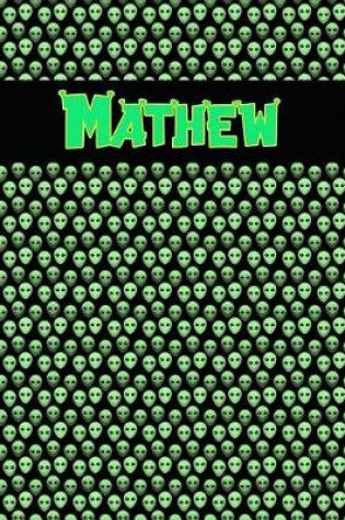 Cover of 120 Page Handwriting Practice Book with Green Alien Cover Mathew