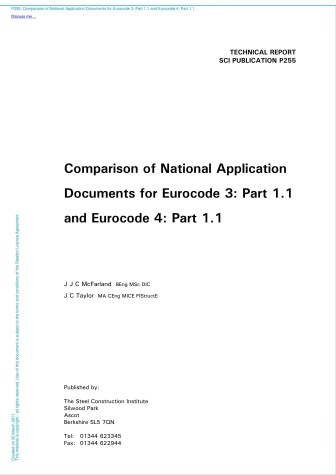 Book cover for Technical Report: Comparison of National Application Documents for Eurocode 3: Part 1.1 and Eurocode 4: Part 1.1