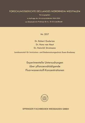 Book cover for Experimentelle Untersuchungen UEber Pflanzenschadigende Fluorwasserstoff-Konzentrationen