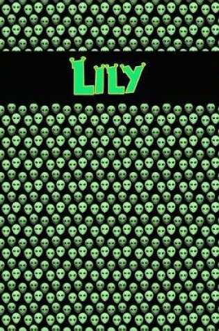 Cover of 120 Page Handwriting Practice Book with Green Alien Cover Lily