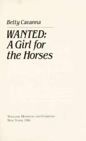 Book cover for Wanted, a Girl for the Horses