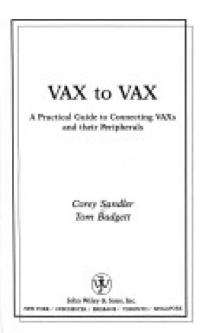 Cover of Vax to Vax