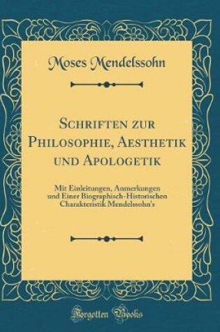 Cover of Schriften Zur Philosophie, Aesthetik Und Apologetik