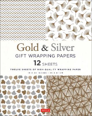 Book cover for Silver and Gold Gift Wrapping Papers - 12 Sheets