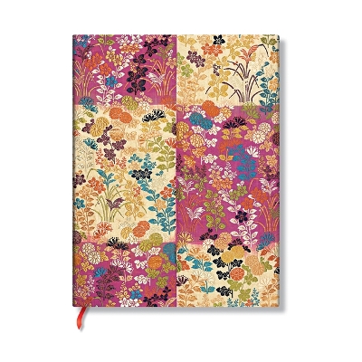Book cover for Kara-ori Pink (Japanese Kimono) Midi Lined Softcover Flexi Journal (Elastic Band Closure)