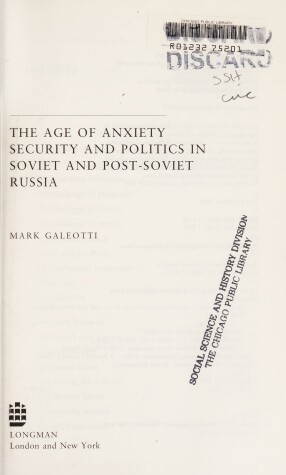 Book cover for The Age of Anxiety