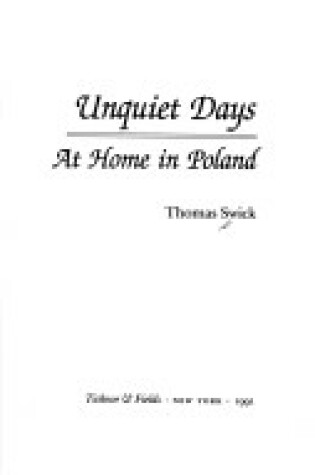 Cover of Unquiet Days