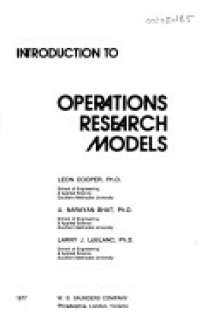 Cover of Introduction to Operations Research Models