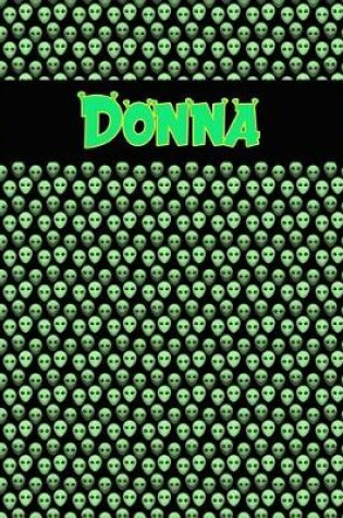 Cover of 120 Page Handwriting Practice Book with Green Alien Cover Donna