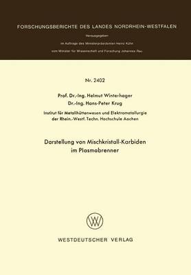 Cover of Darstellung Von Mischkristall-Karbiden Im Plasmabrenner