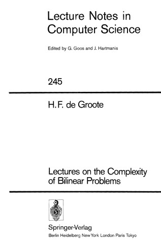 Book cover for Lectures on the Complexity of Bilinear Problems