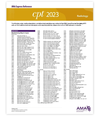 Book cover for CPT 2023 Express Reference Coding Card: Radiology