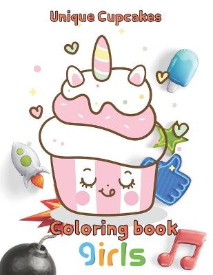 Book cover for unique cupcakes coloring book girls