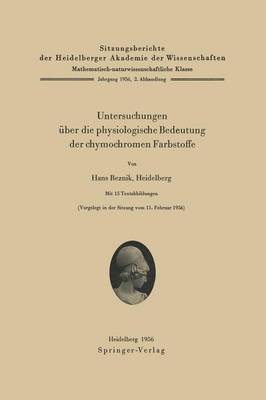 Book cover for Untersuchungen UEber Die Physiologische Bedeutung Der Chymochromen Farbstoffe