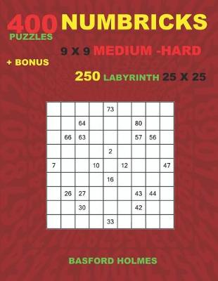 Cover of NUMBRICKS 400 puzzles 9 x 9 MEDIUM - HARD + BONUS 250 LABYRINTH 25 x 25