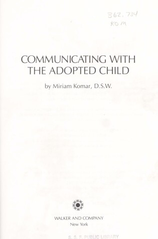 Cover of Communicating with the Adopted Child