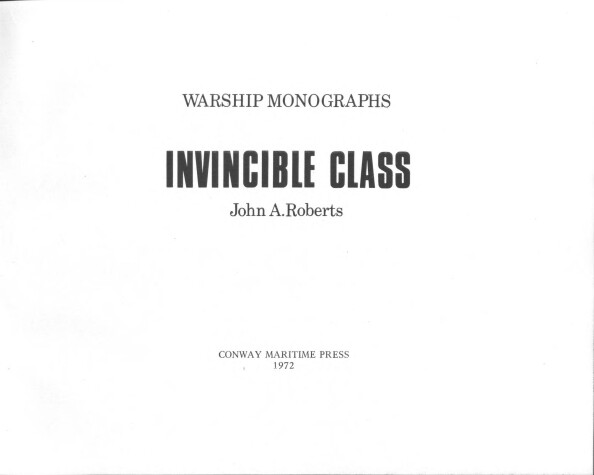 Book cover for "Invincible" Class Battle-cruisers