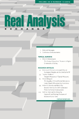 Cover of Real Analysis Exchange 40, No. 1