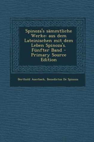 Cover of Spinoza's Sammtliche Werke