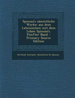 Book cover for Spinoza's Sammtliche Werke