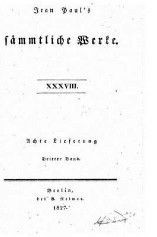 Cover of Sammtliche Werke - XXXVIII